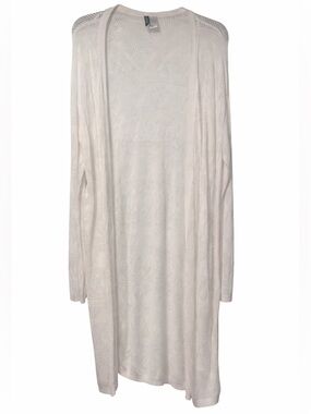 H&M Boho Open Knit Duster Cardigan Cream White Size M Lightweight
